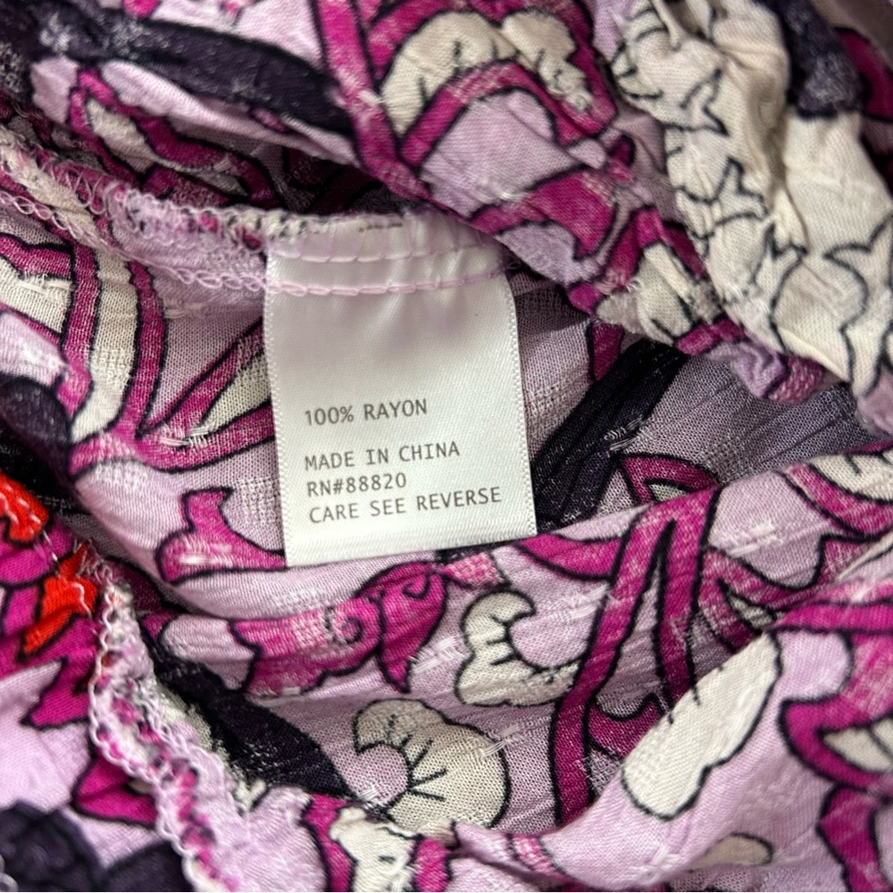 Cynthia Rowley Floral Purple Wide‎ Leg Pants Size Small - Picture 13 of 14